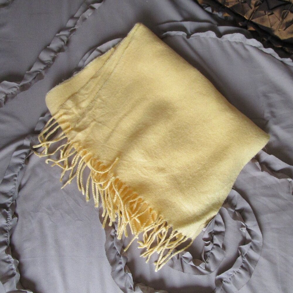 Solid Yellow Wool Scarf - image 1